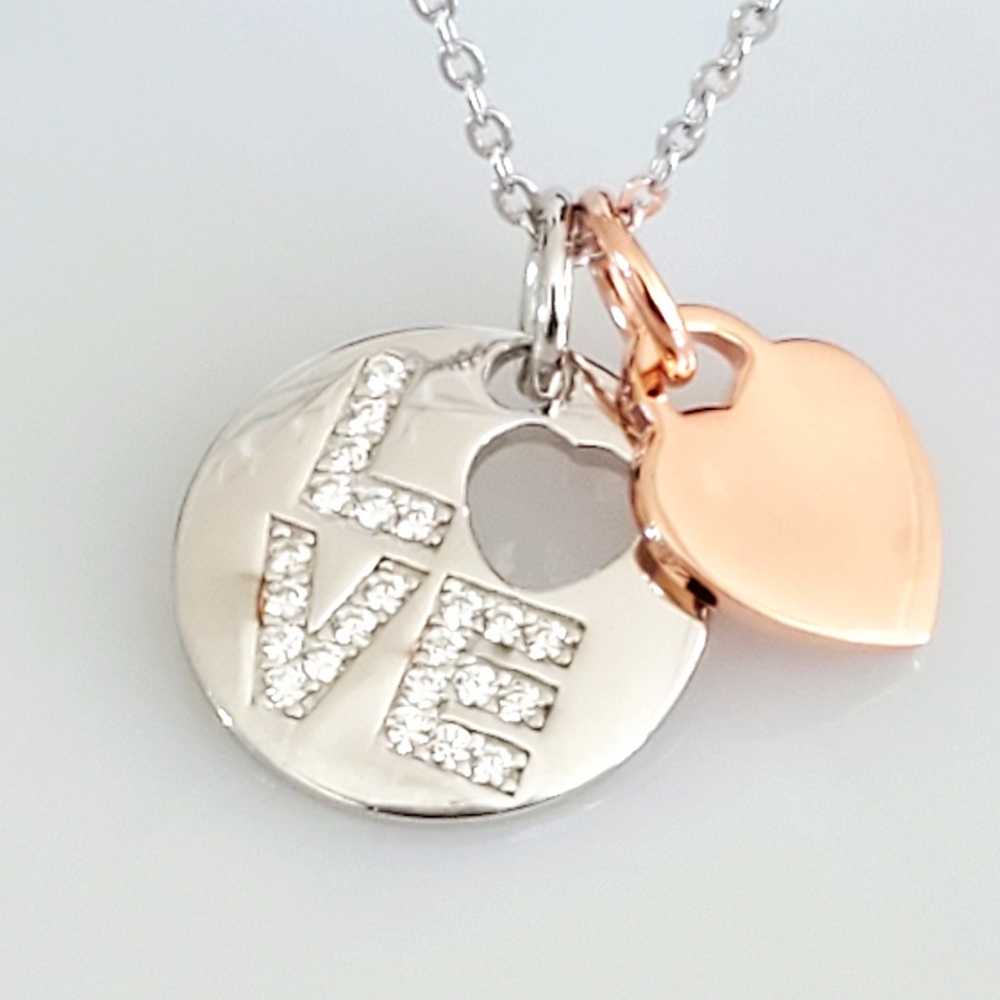 NEW sterling silver Rosegold Love Pendant